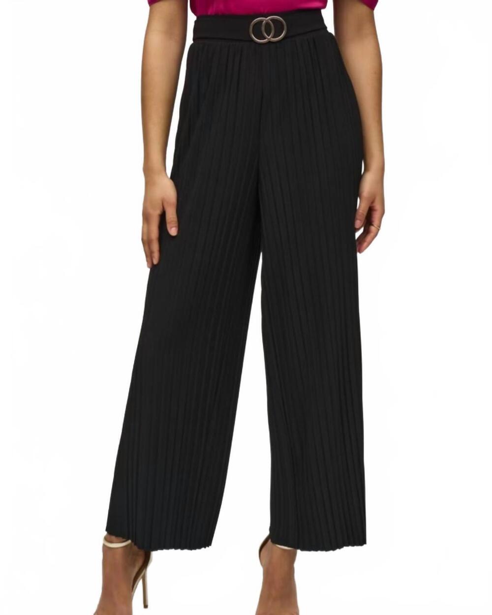 NEW JOSEPH RIBKOFF wide-leg belted trousers in black